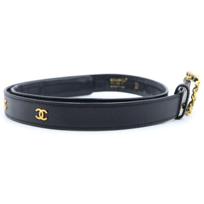 Chanel CC Logo Chain Buckle Belt Gold Black — view 3