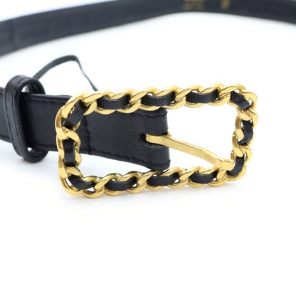 Chanel CC Logo Chain Buckle Belt Gold Black — view 5