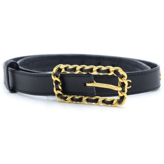 Chanel CC Logo Chain Buckle Belt Gold Black