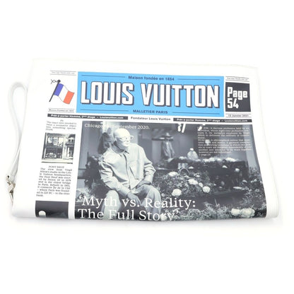 Louis Vuitton Newspaper Clutch White Leather Silver