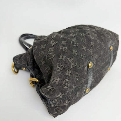 Louis Vuitton Monogram Denim Neo Cabby MM Handbag Leather Black Vintage — view 8