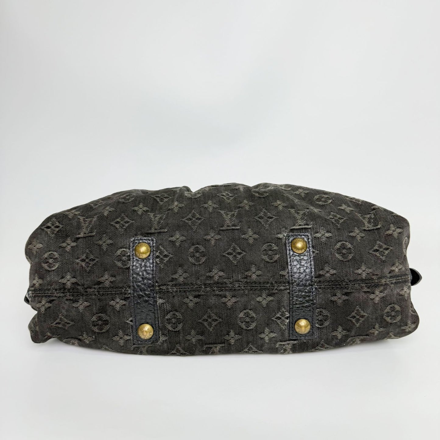 Louis Vuitton Monogram Denim Neo Cabby MM Handbag Leather Black Vintage — view 7