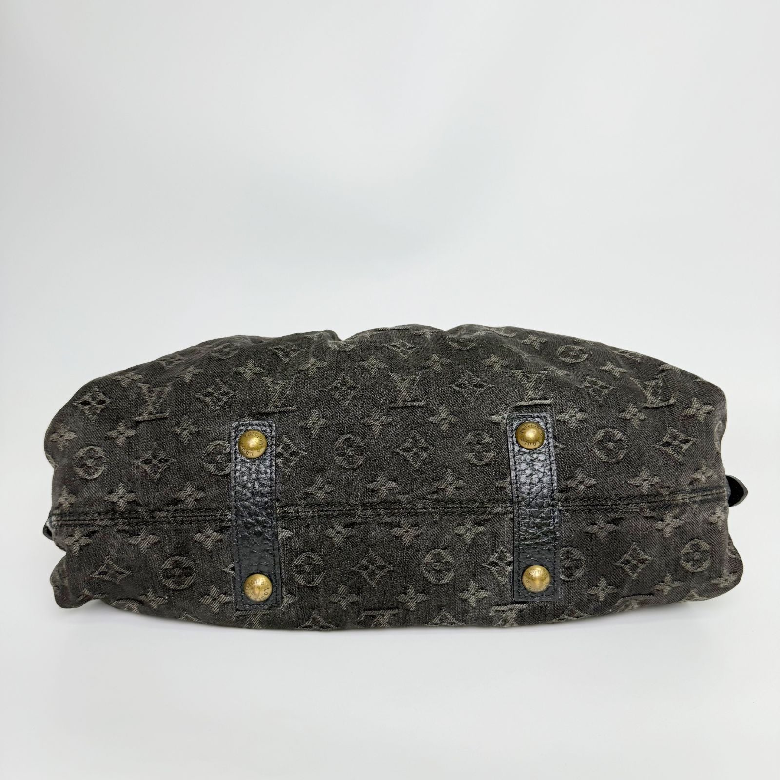 Louis Vuitton Monogram Denim Neo Cabby MM Handbag Leather Black Vintage — view 7