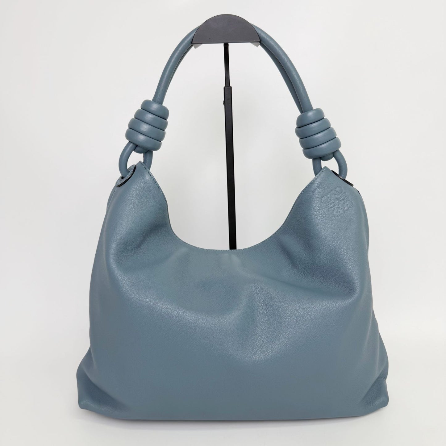 Loewe Flamenco Knot Hobo Shoulder Bag Leather Blue Vintage — view 3