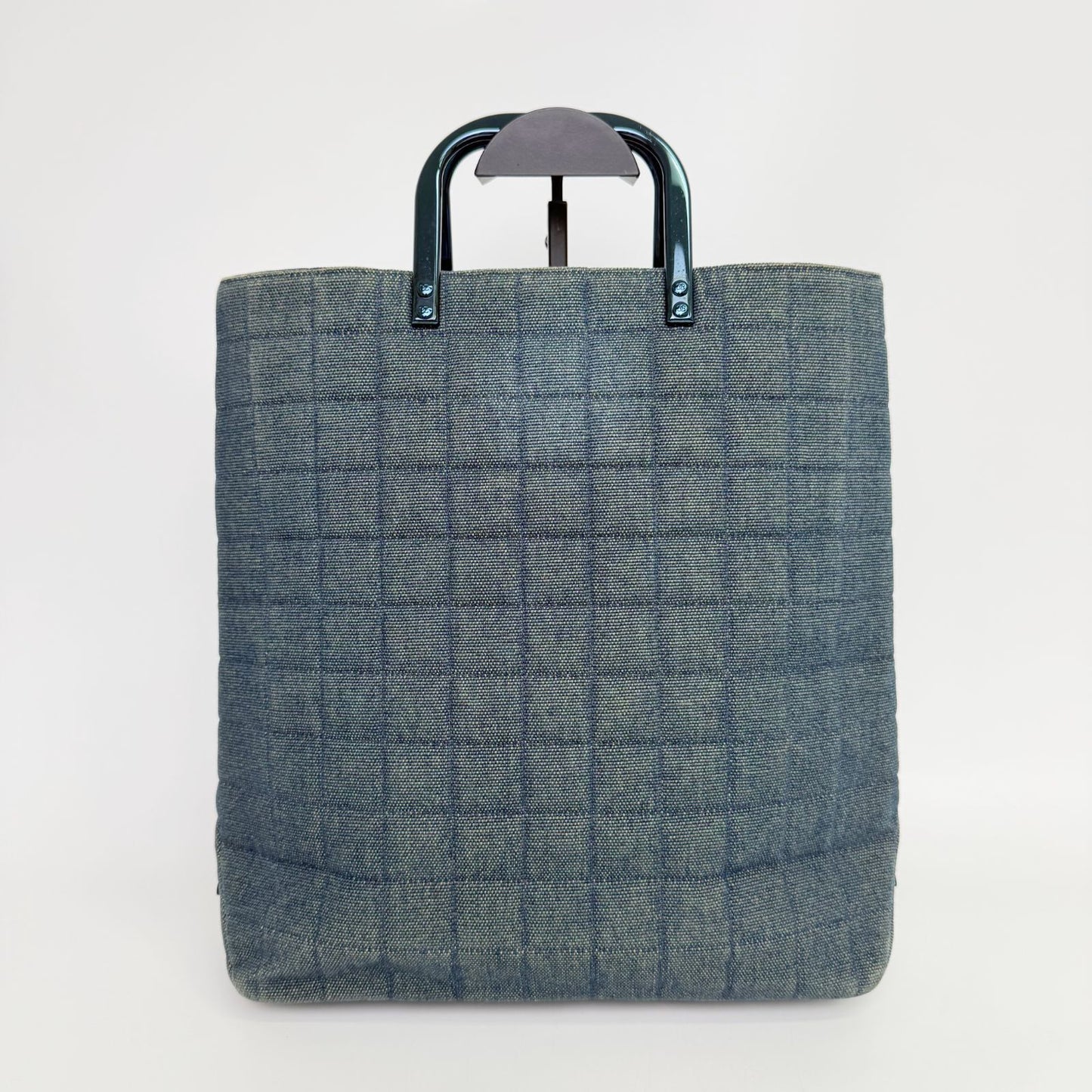 Chanel CC Logo Plastic Chain Handbag Denim Blue Seal Vintage — view 2