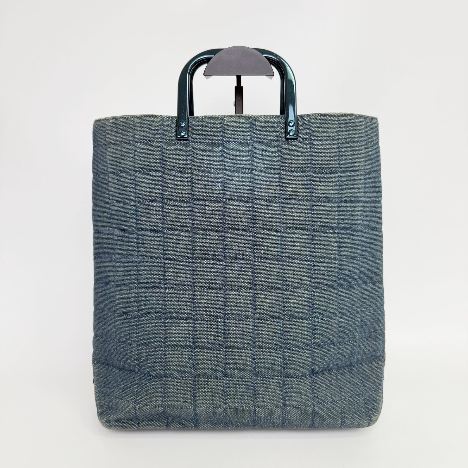 Chanel CC Logo Plastic Chain Handbag Denim Blue Seal Vintage — view 2