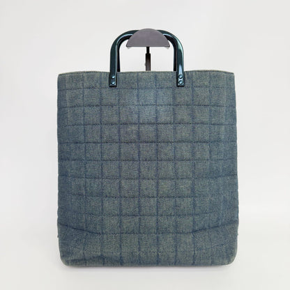 Chanel CC Logo Plastic Chain Handbag Denim Blue Seal Vintage — view 2
