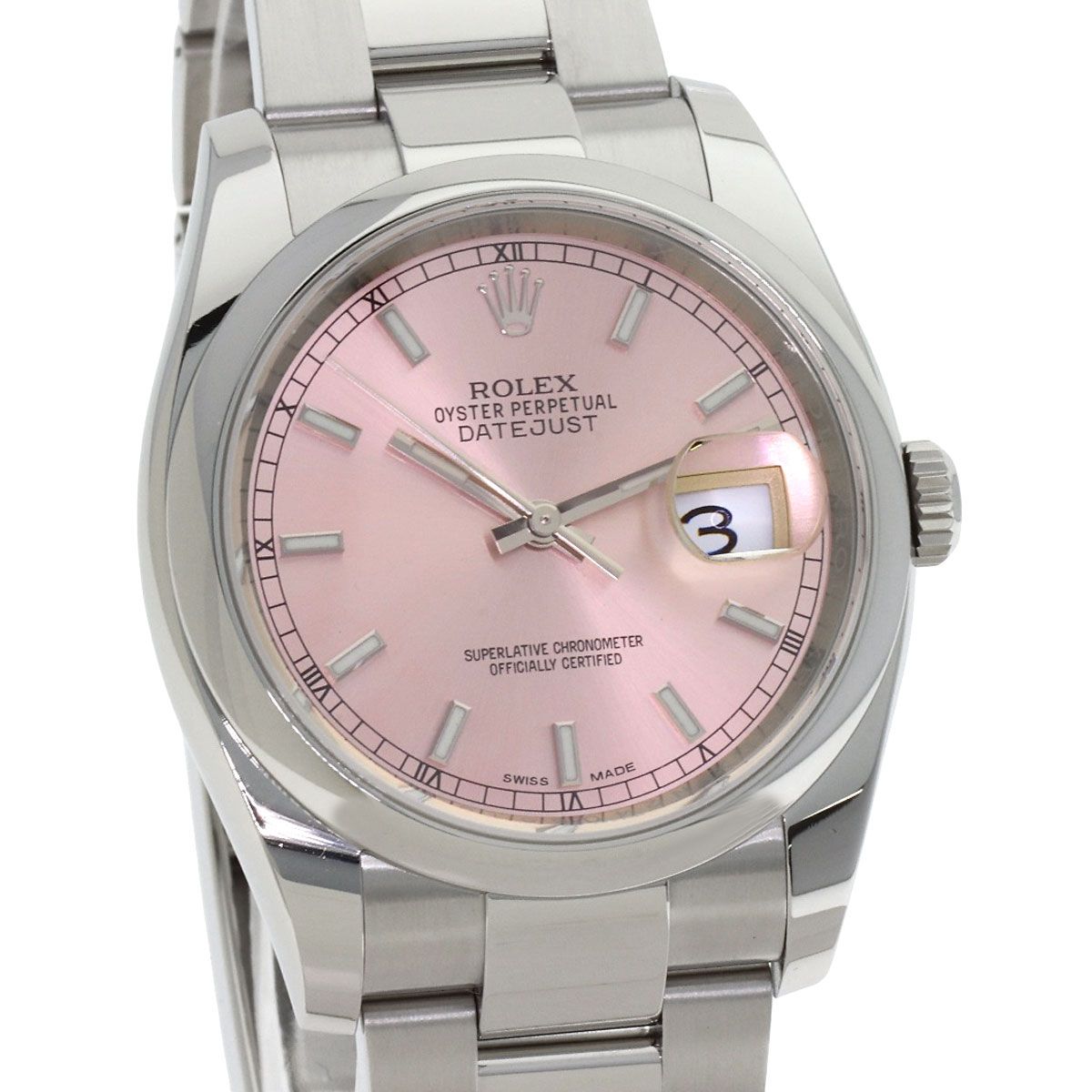 Rolex Datejust Pink Bar Watch SS — view 4