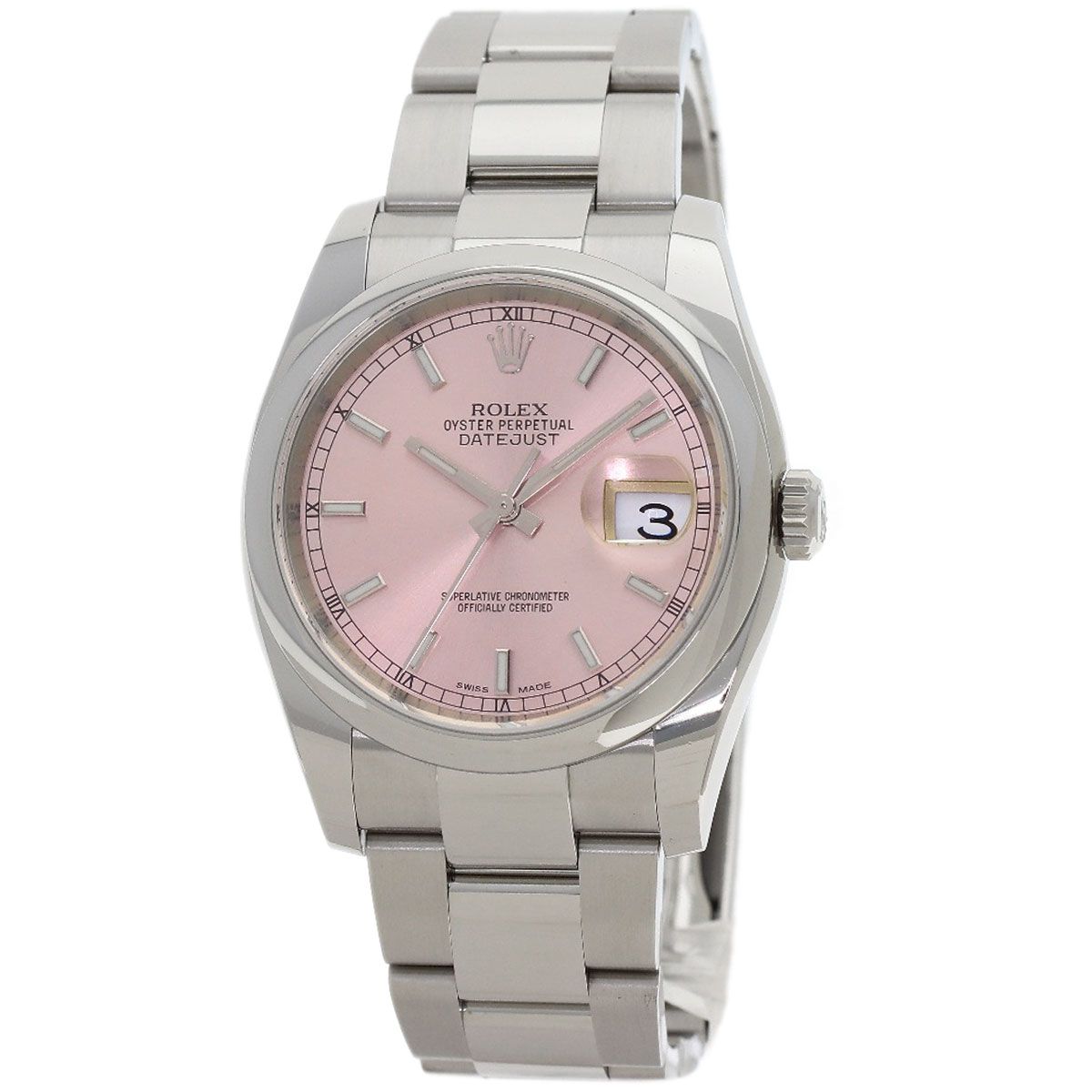 Rolex Datejust Pink Bar Watch SS