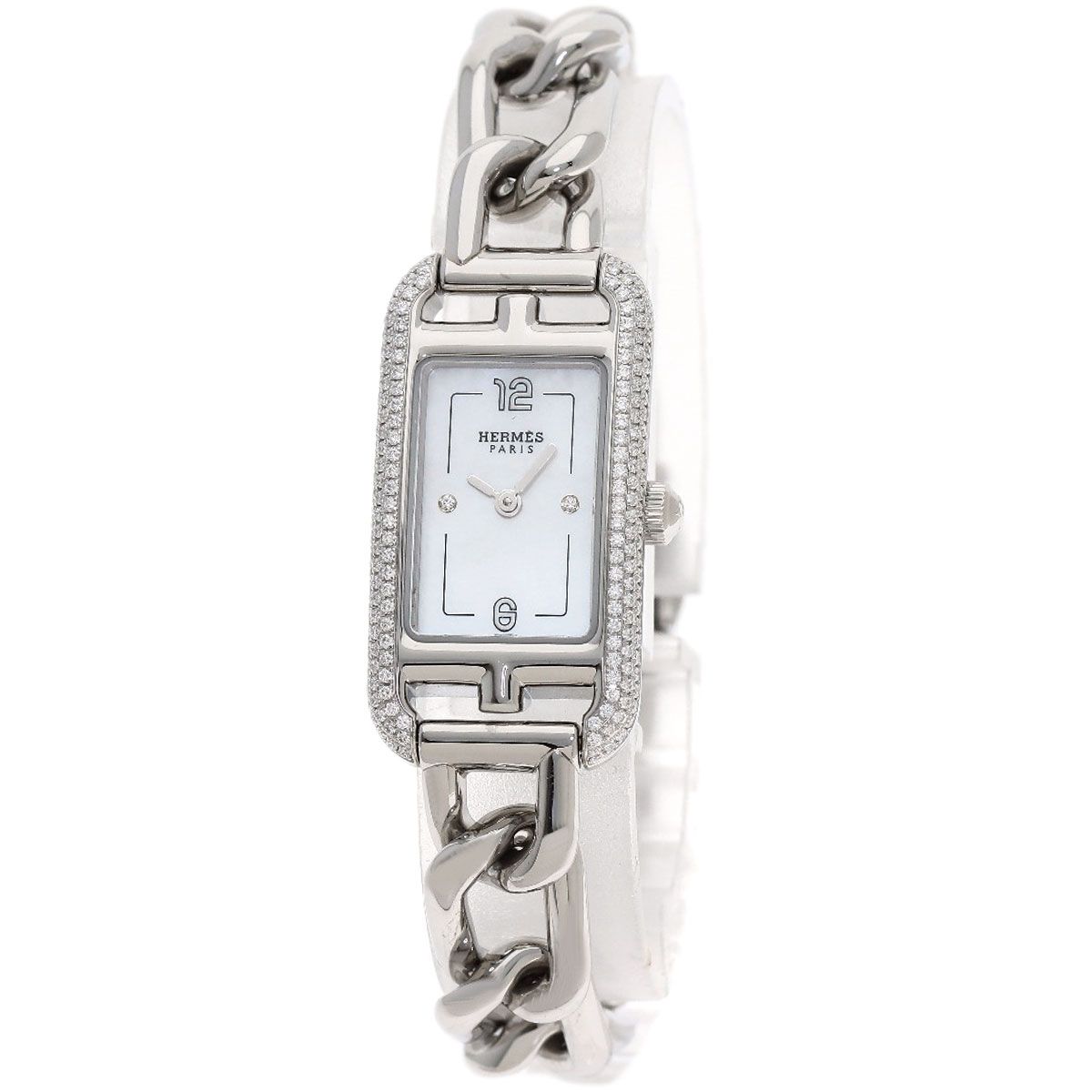 Hermes Nantucket Diamond Watch SS