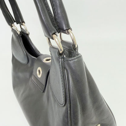 Prada Moon Buckle Shoulder Bag Leather Black Silver Vintage — view 6