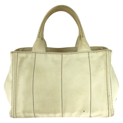 Prada Canapa White Gold Canvas Tote Bag — view 2