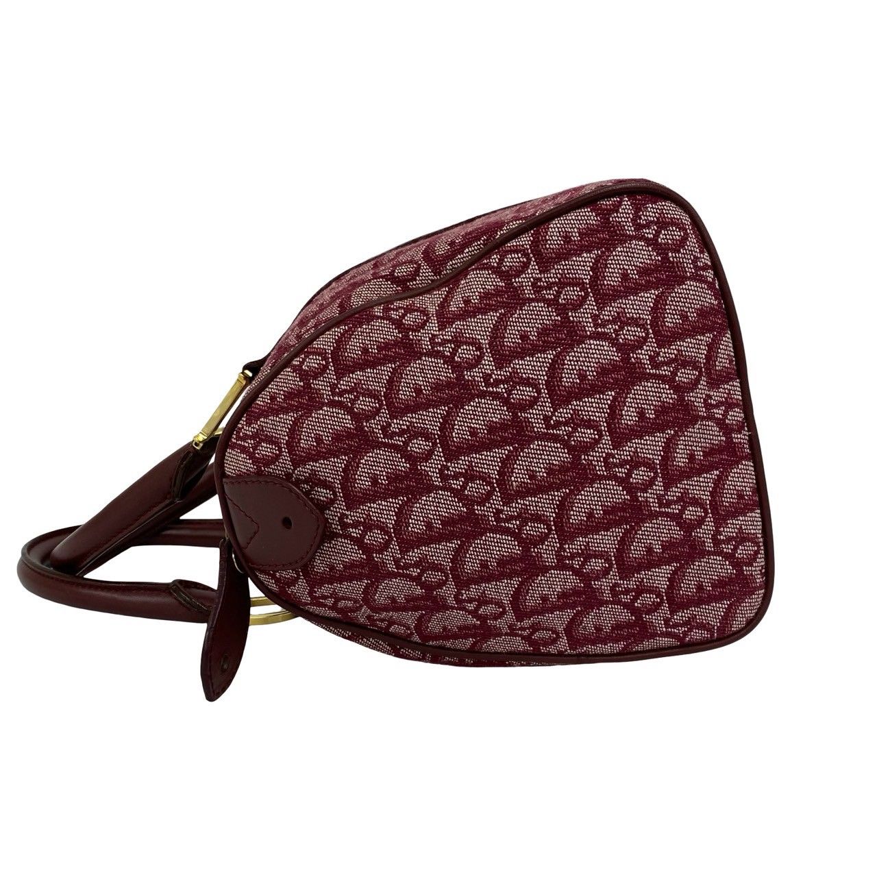 Dior Trotter Pattern Canvas Leather Mini Boston Bag Bordeaux — view 5