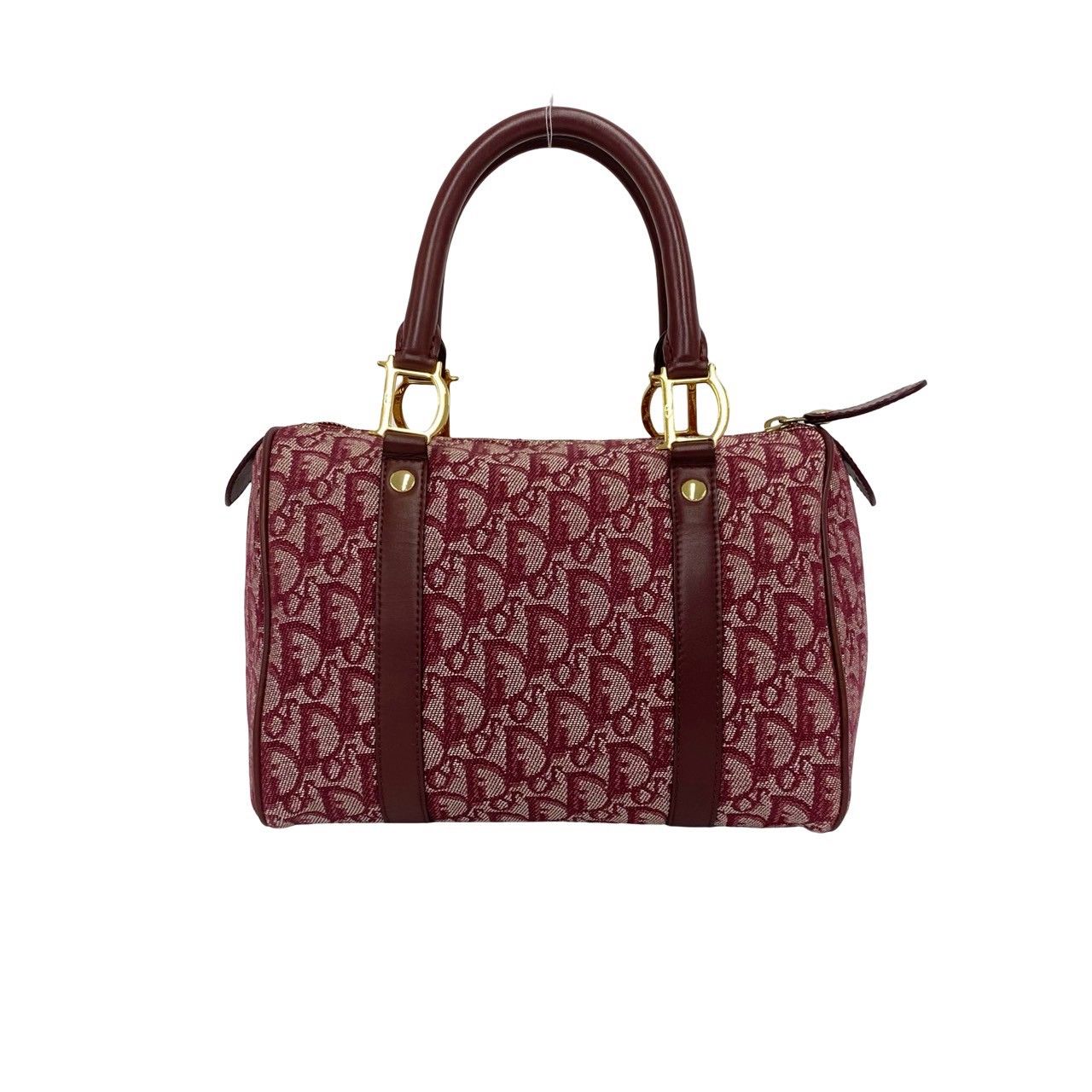 Dior Trotter Pattern Canvas Leather Mini Boston Bag Bordeaux — view 3