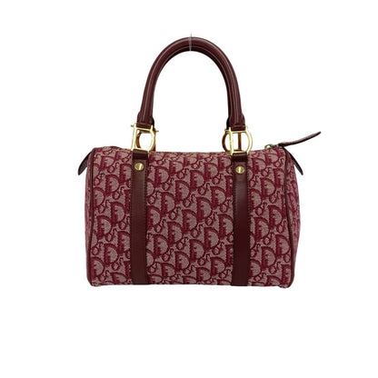 Dior Trotter Pattern Canvas Leather Mini Boston Bag Bordeaux — view 3
