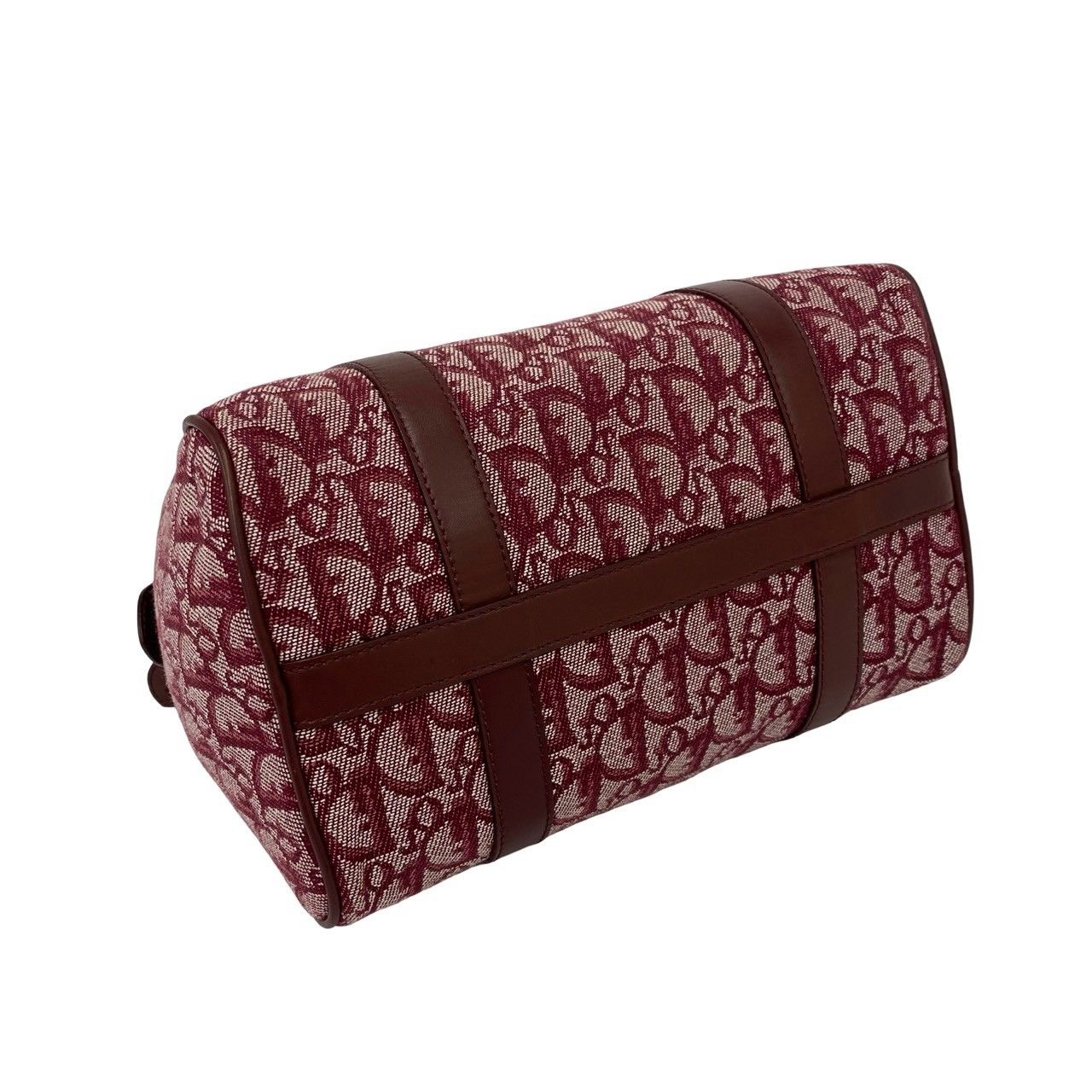 Dior Trotter Pattern Canvas Leather Mini Boston Bag Bordeaux — view 7