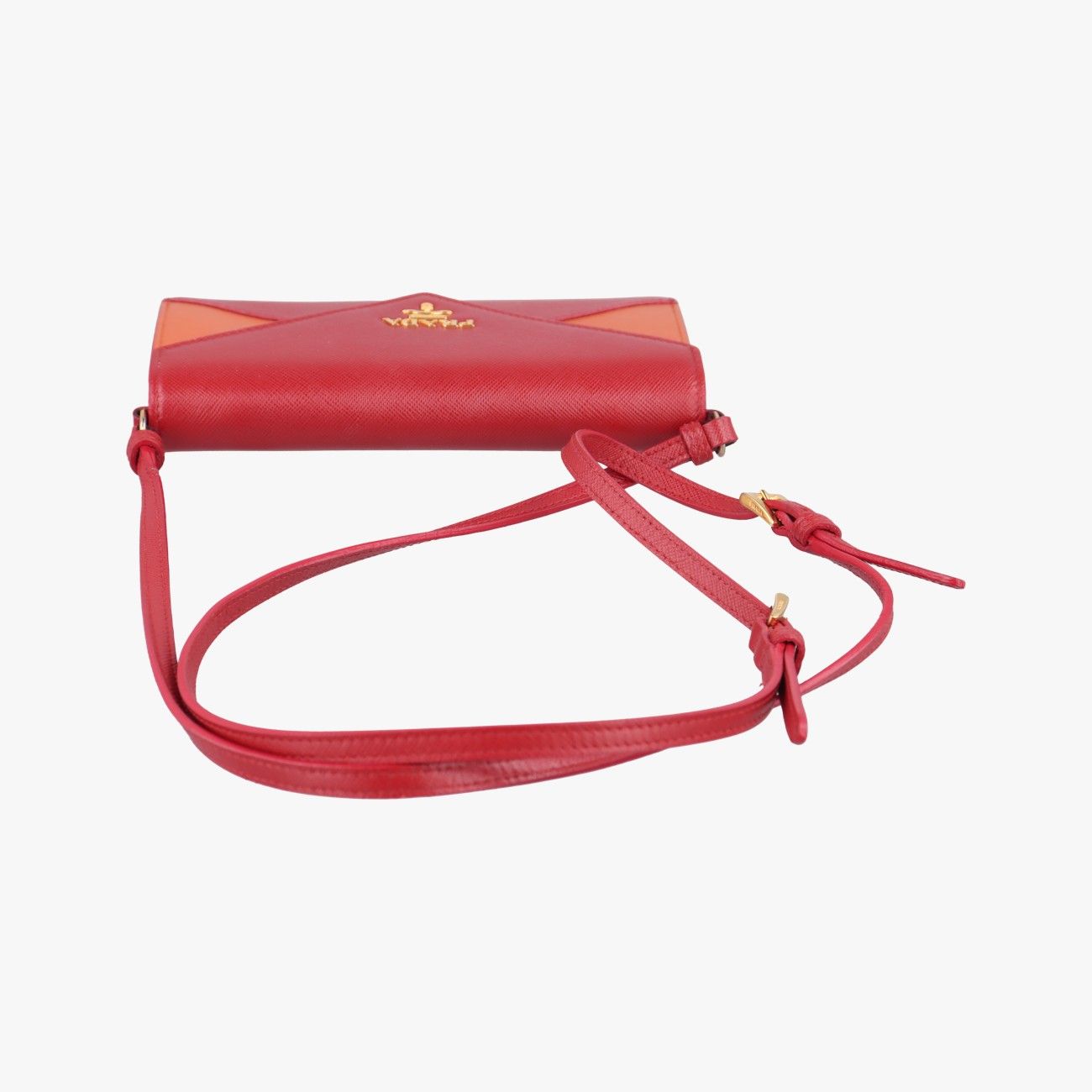Prada Envelope Red Orange Saffiano Leather — view 8