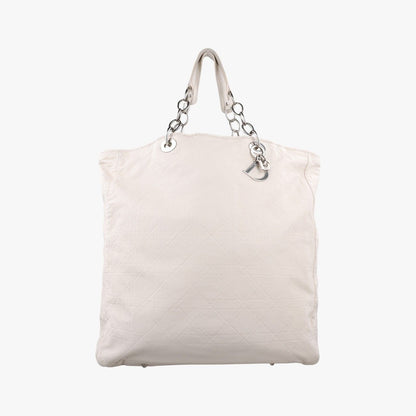 Dior Cannage Soft Shopping White Lambskin