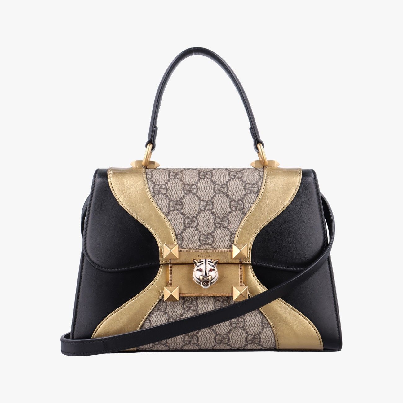 Gucci Ojiride Beige Black Gold Leather