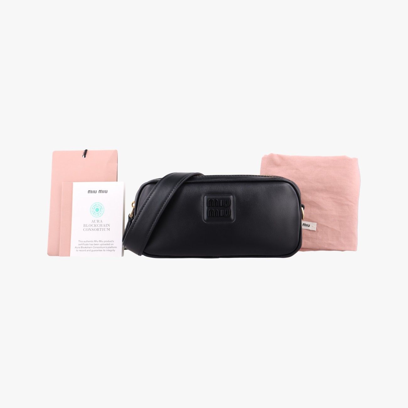 Miu Miu Logo Belt Black Leather
