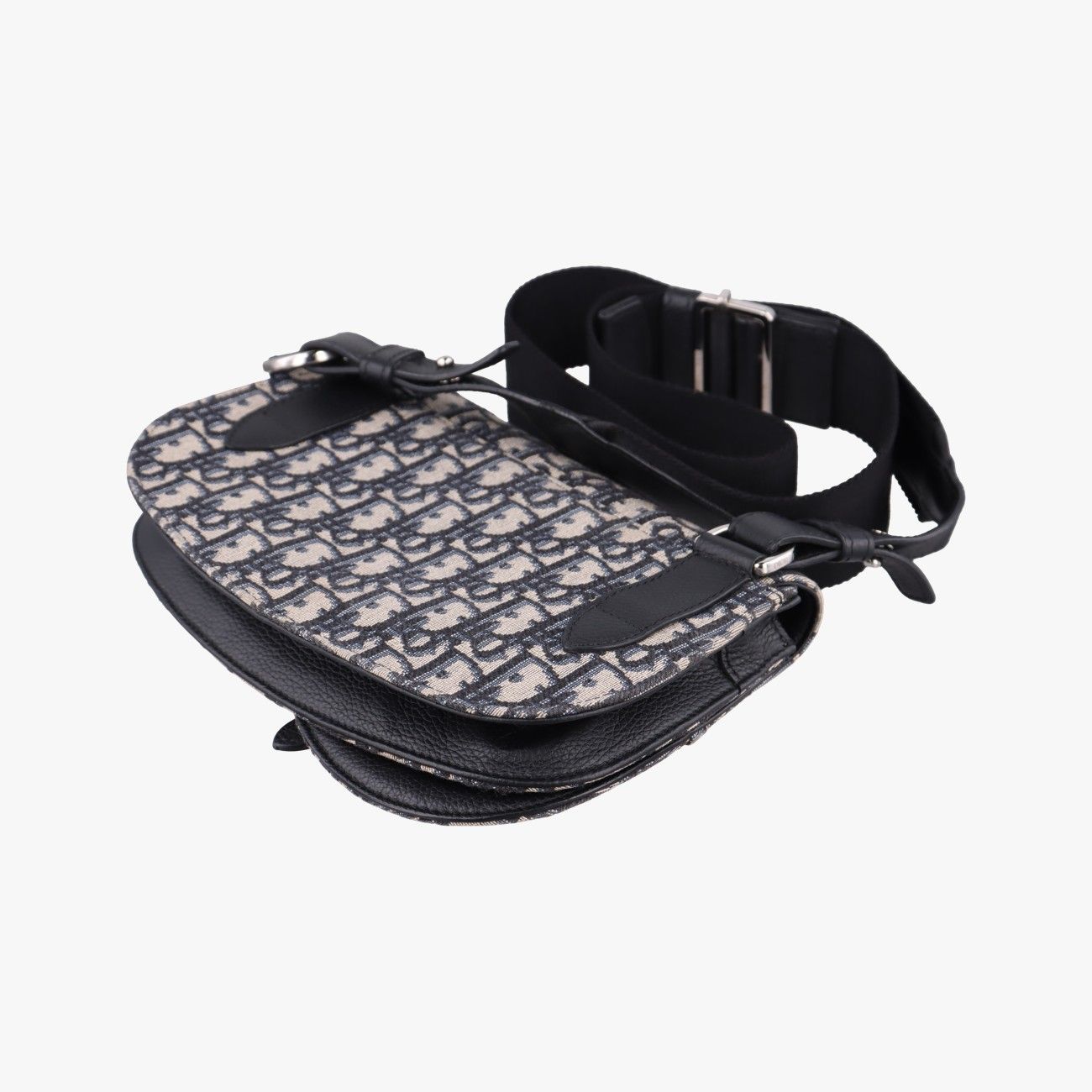 Dior Saddle Pouch Navy Black Jacquard Leather — view 6