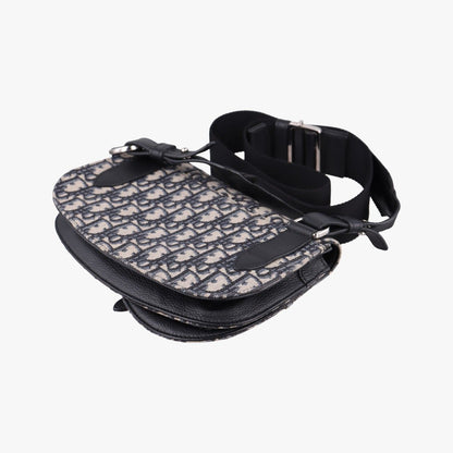 Dior Saddle Pouch Navy Black Jacquard Leather — view 6