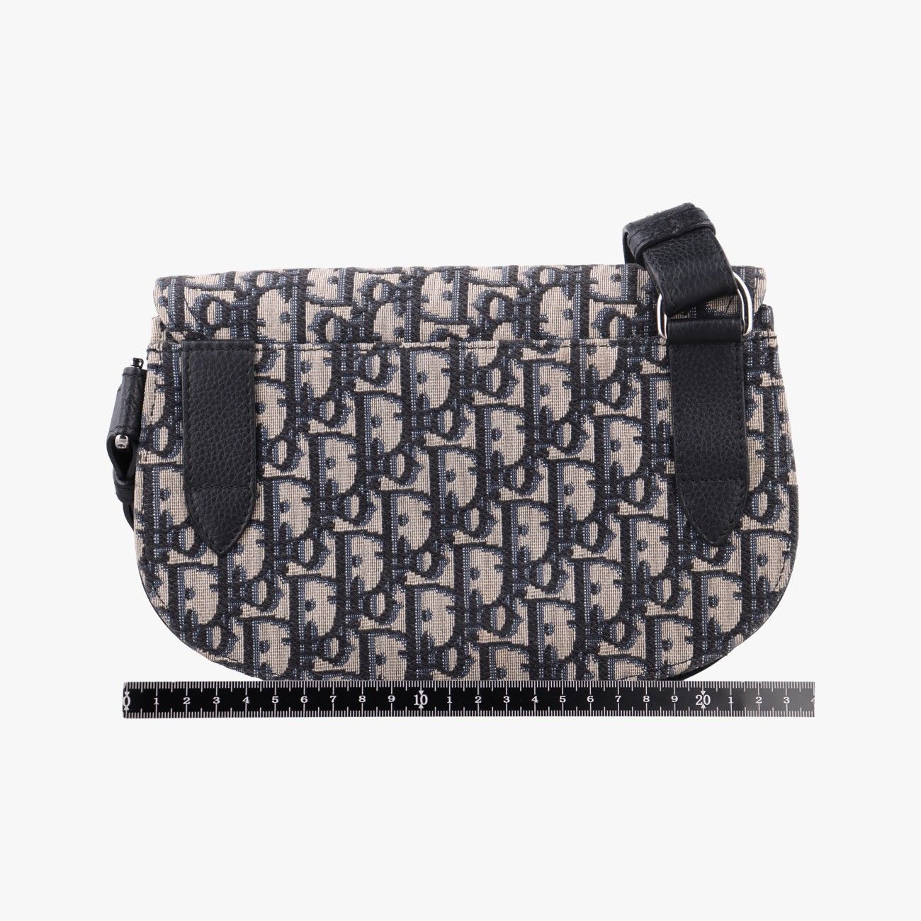 Dior Saddle Pouch Navy Black Jacquard Leather — view 2
