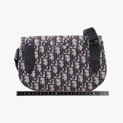 Dior Saddle Pouch Navy Black Jacquard Leather — view 2