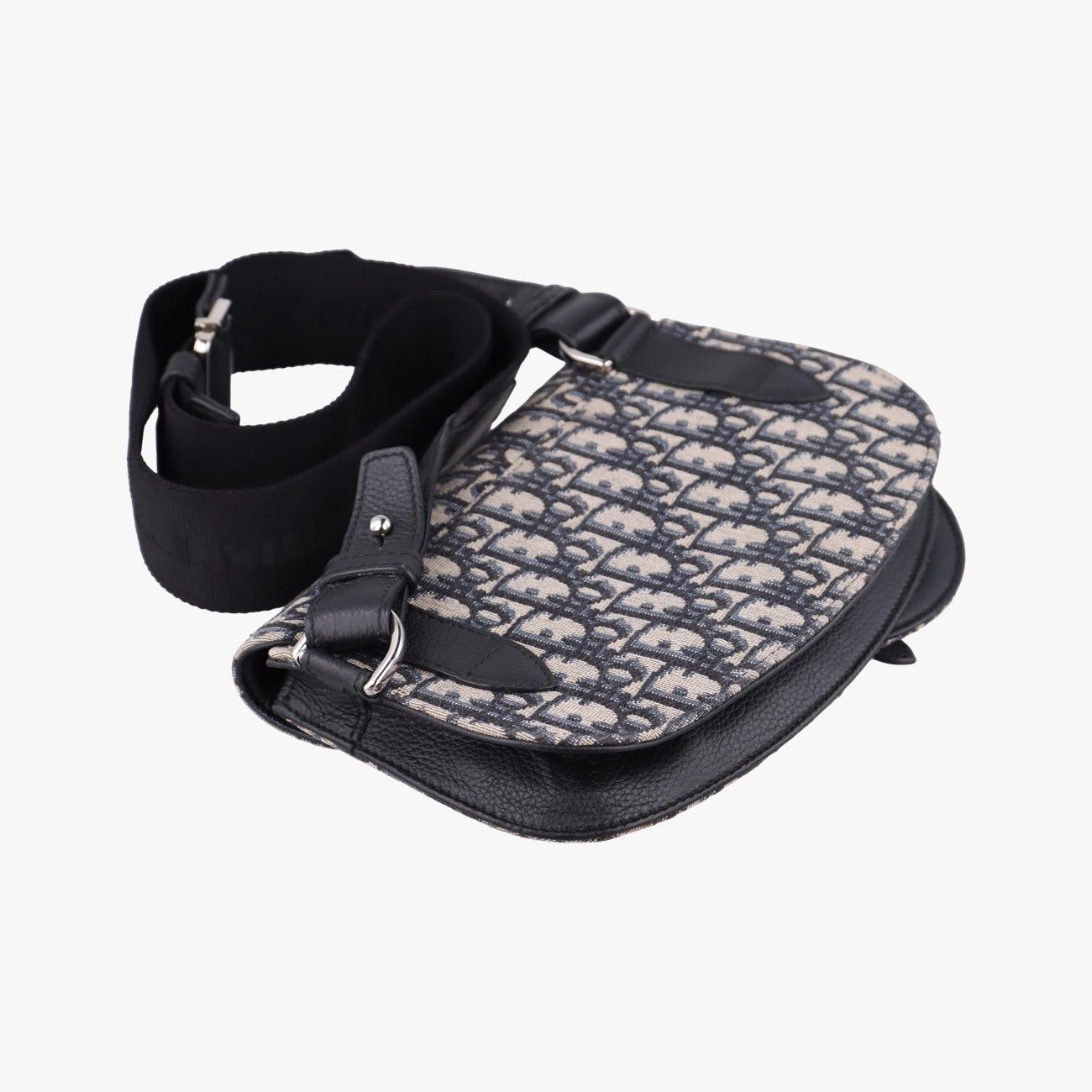 Dior Saddle Pouch Navy Black Jacquard Leather — view 7