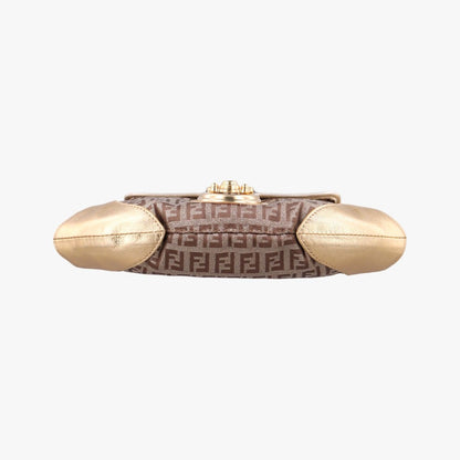 Fendi Zucchino Bolsa Gold Multicolor Canvas Leather — view 3