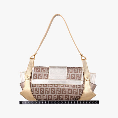 Fendi Zucchino Bolsa Gold Multicolor Canvas Leather — view 2