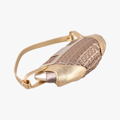 Fendi Zucchino Bolsa Gold Multicolor Canvas Leather — view 7