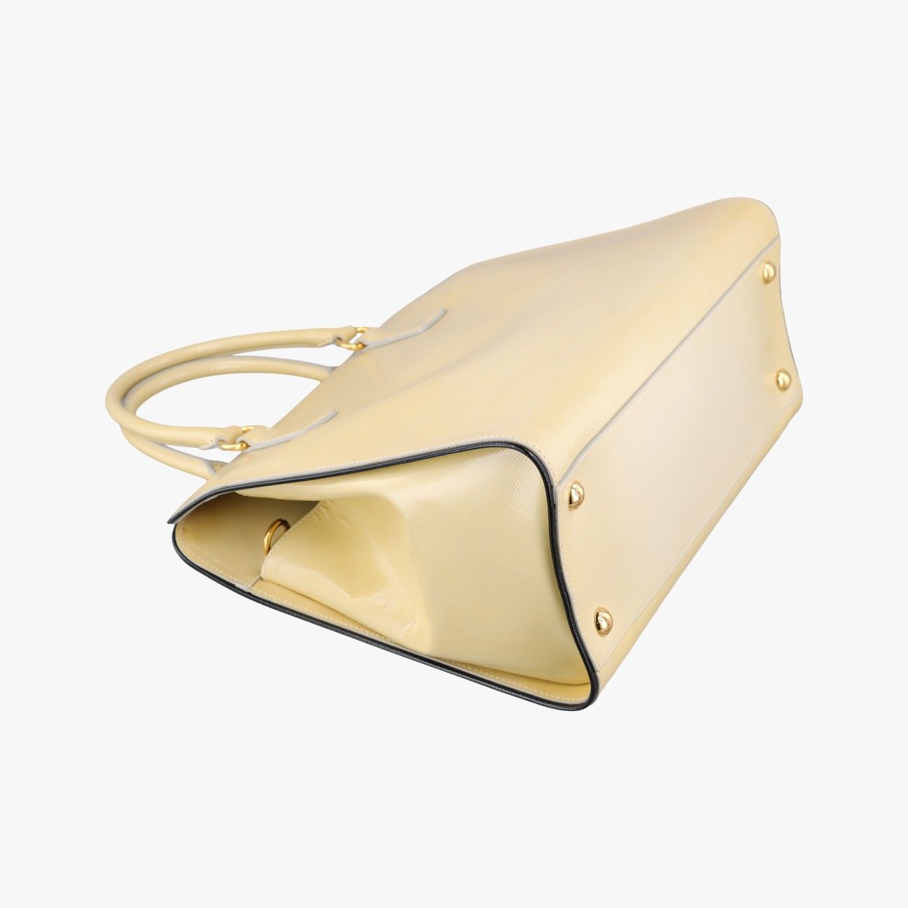 Prada Open Tote Bag Yellow Saffiano Patent 7 — view 7