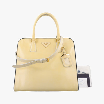 Prada Open Tote Bag Yellow Saffiano Patent 7