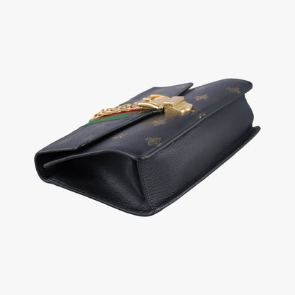 Gucci Sylvie Black Multicolor Leather Shoulder Bag — view 5