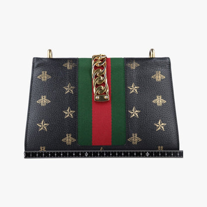 Gucci Sylvie Black Multicolor Leather Shoulder Bag — view 2