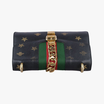 Gucci Sylvie Black Multicolor Leather Shoulder Bag — view 8