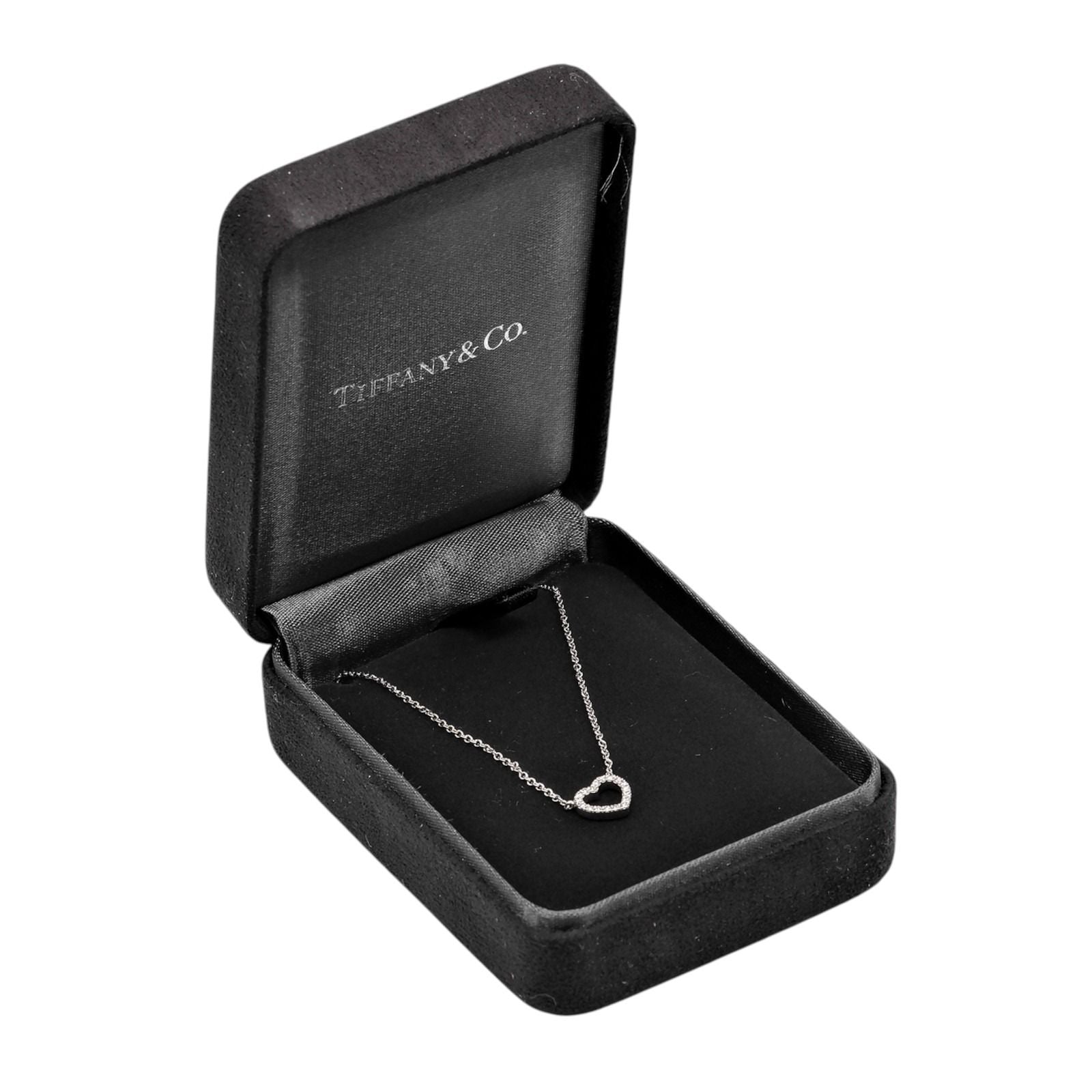 Tiffany & Co Metro Heart 18k White Gold Diamond Necklace — view 8