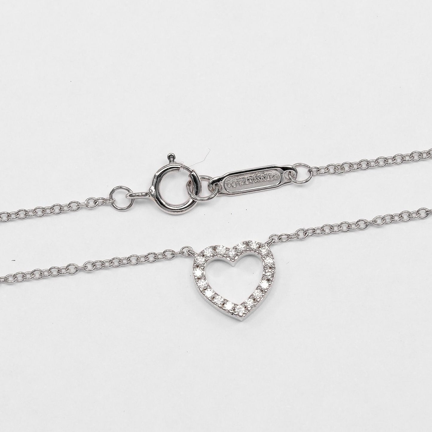 Tiffany & Co Metro Heart 18k White Gold Diamond Necklace — view 5