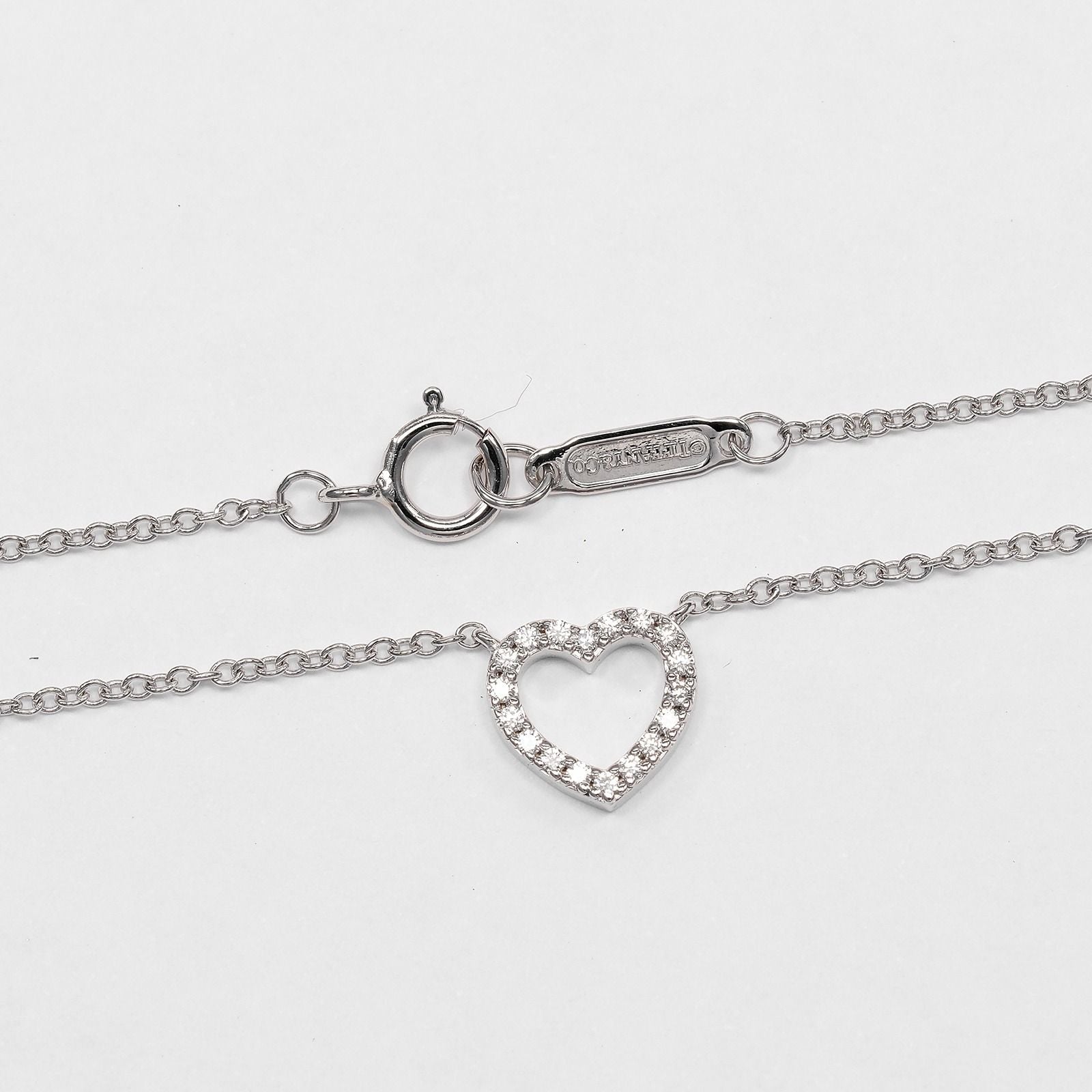 Tiffany & Co Metro Heart 18k White Gold Diamond Necklace — view 5