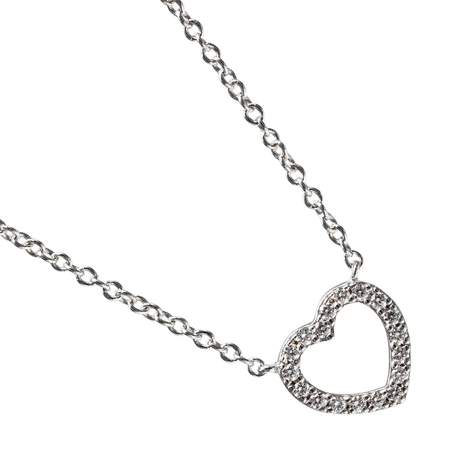 Tiffany & Co Metro Heart 18k White Gold Diamond Necklace