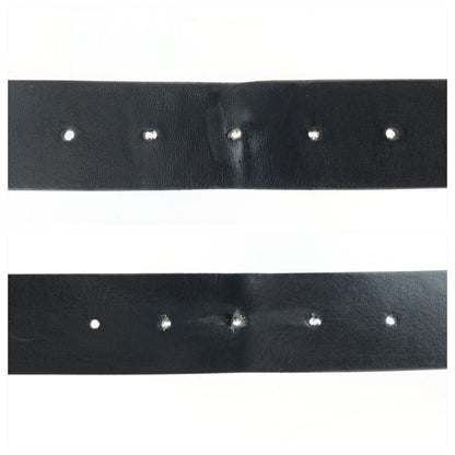 Celine Logo Print Western 90 Black White Silver Leather Belt — view 5