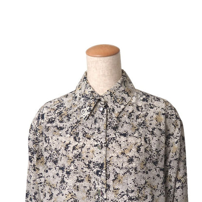 Celine Vintage Blouse Total Silk All Over Print Shell Button RB 36 — view 3
