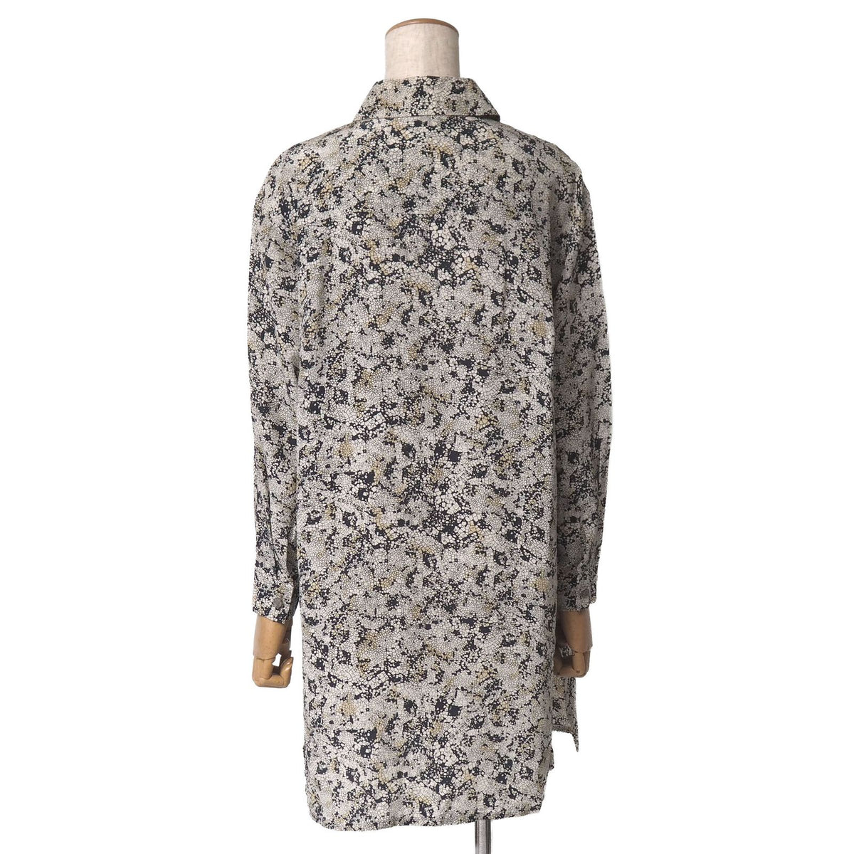 Celine Vintage Blouse Total Silk All Over Print Shell Button RB 36 — view 2