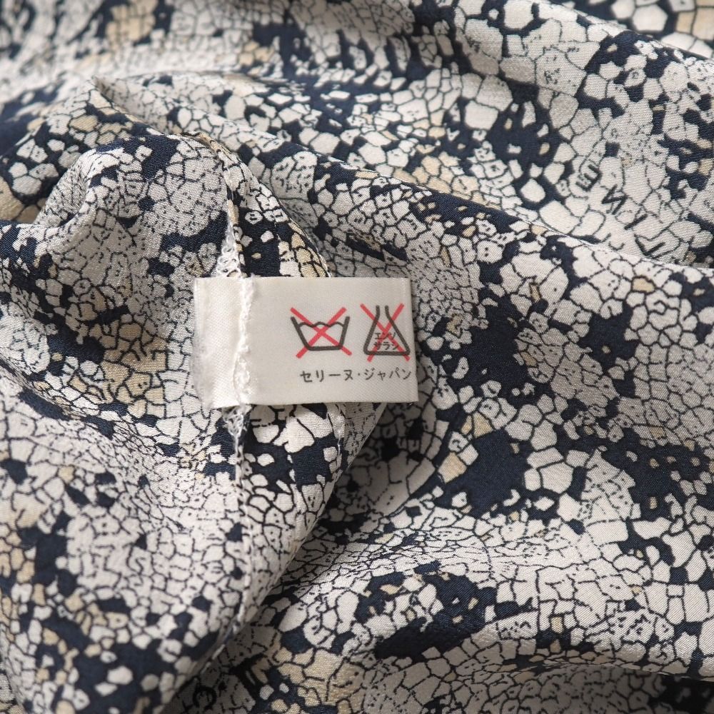 Celine Vintage Blouse Total Silk All Over Print Shell Button RB 36 — view 8