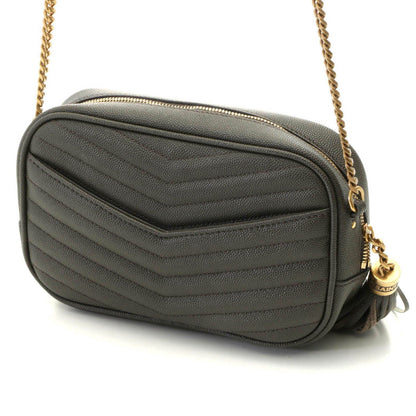 Saint Laurent Lou Mini Shoulder Bag Leather Gray with Tassel — view 2