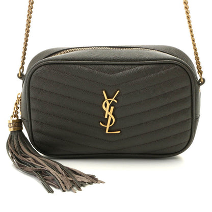 Saint Laurent Lou Mini Shoulder Bag Leather Gray with Tassel