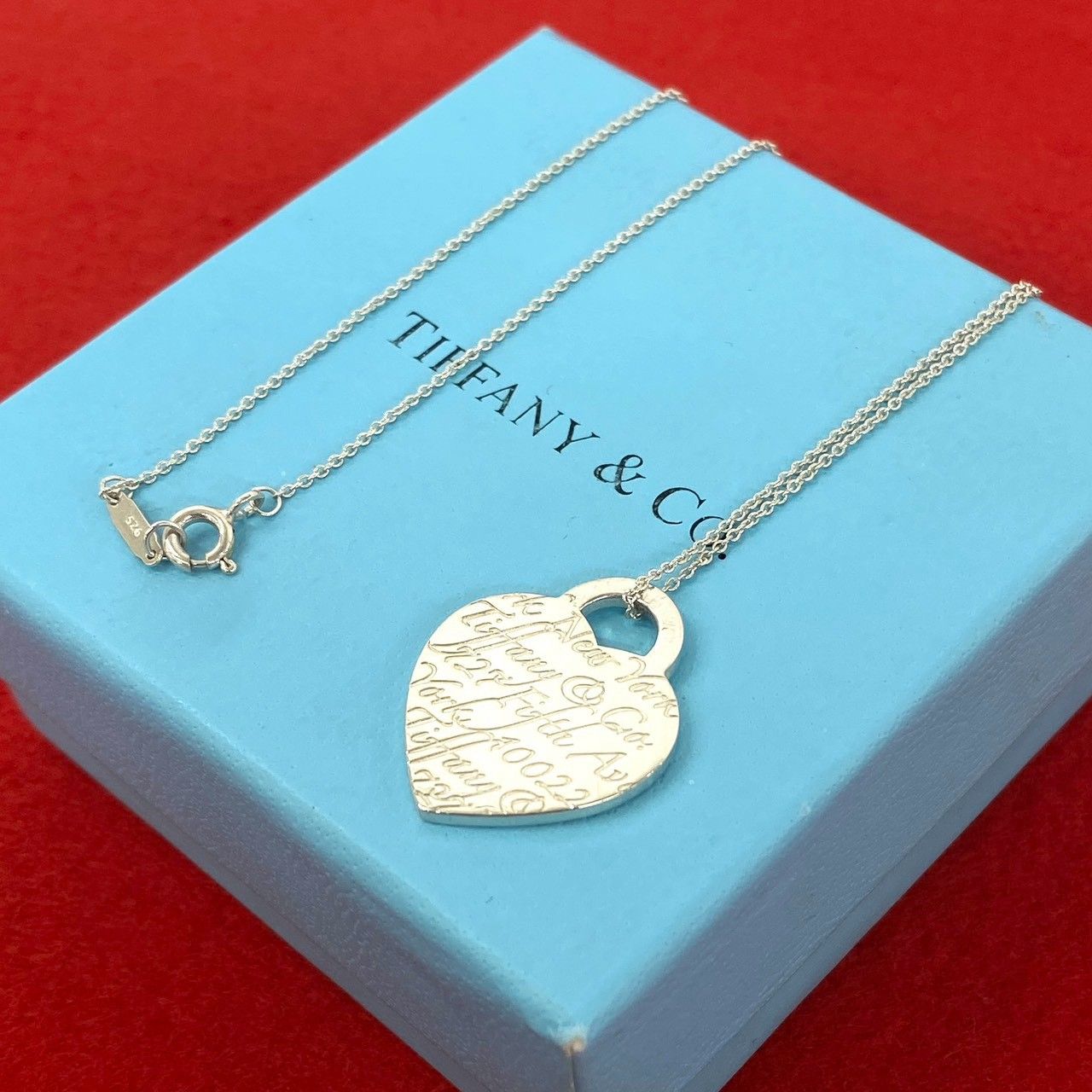 Tiffany & Co Vintage Notes Heart Tag Necklace 925 Sterling Silver