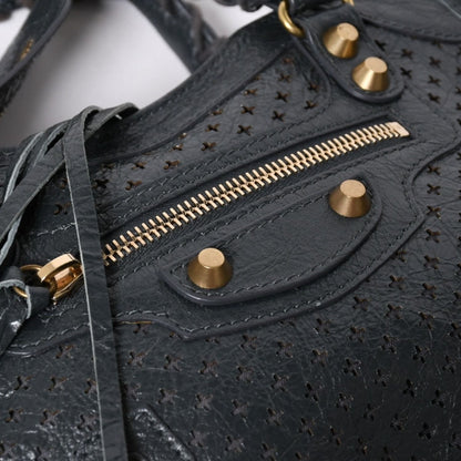 Balenciaga Perforated Classic Mini City 2-Way Shoulder Bag Dark Gray Gold — view 6