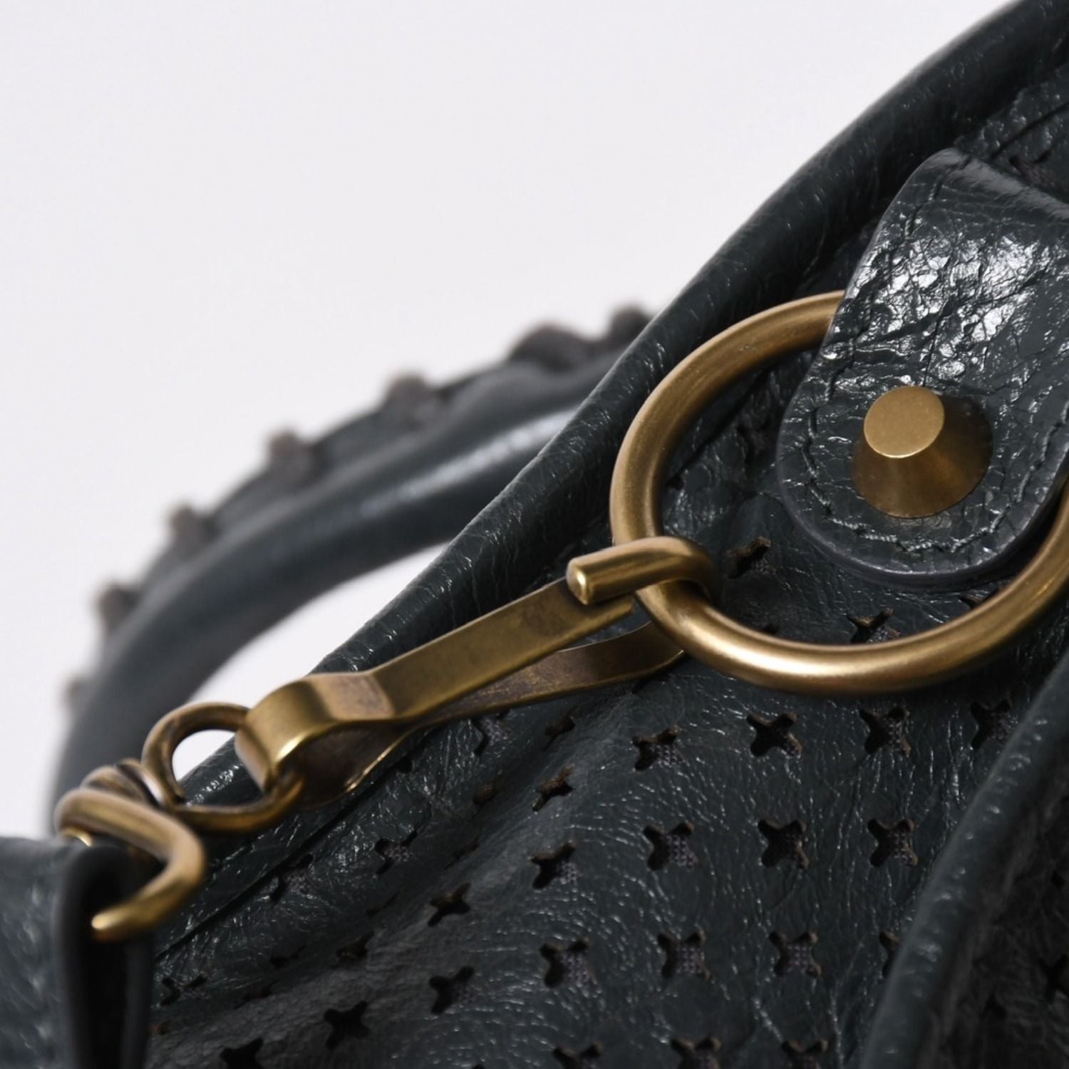Balenciaga Perforated Classic Mini City 2-Way Shoulder Bag Dark Gray Gold — view 7